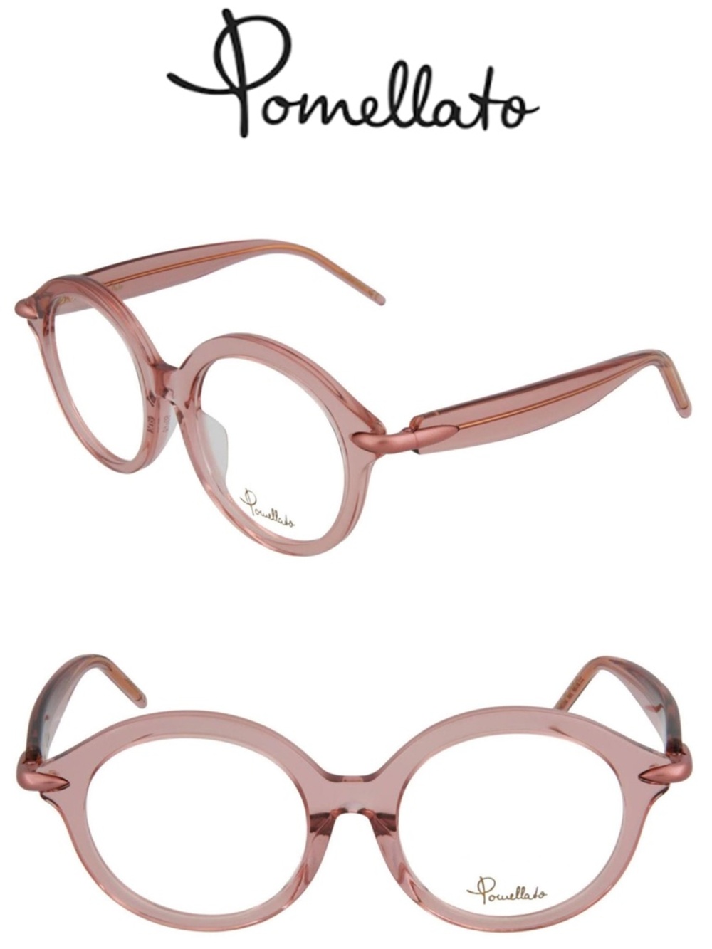 POMELLATO NWT $670 PM0031OA 003 TRANSPARENT NUDE ROUND EYEGLASSES FRAME. 50mm